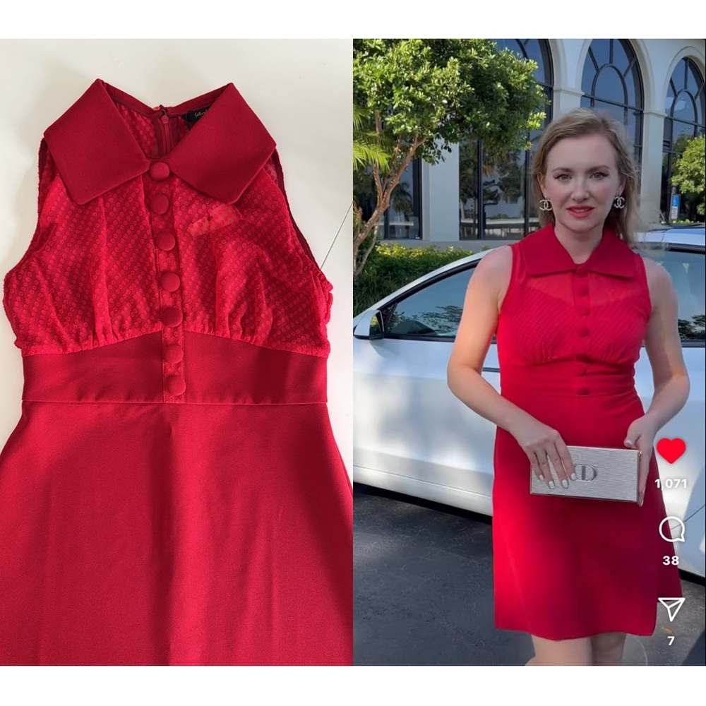Saturday Club Red Sleeveless Mini Dress, size S